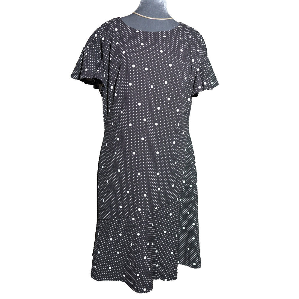 Lauren Ralph Lauren Dress 14 Bias-Cut Ruffled Sleeves & Hem Polka Dot Feminine - Picture 2 of 13